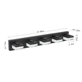 Bathroom Vanity Lights Over Mirror For Mirror Led Light Fixture 5 Lights Modern Black Vanity Light