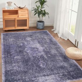 MAVAL Anthracite Washable Rug 6x9 Area Rug  Anthracite, 6' X 9'