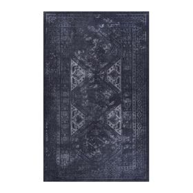 MAVAL Black Washable Rug 9x12 Area Rug  Black Gray, 9'x12'