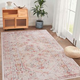 MAVAL Beige Washable Rug 3x5 Area Rug  Beige, 3' X 5'