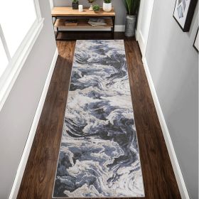 PAYAS C Ollection 2X8 L.Blue  Abstract Runner Rug