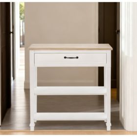Nordic Style Sofa Console Entry Hallway Table With Drawer And Shelves,White (Option: Antique White)