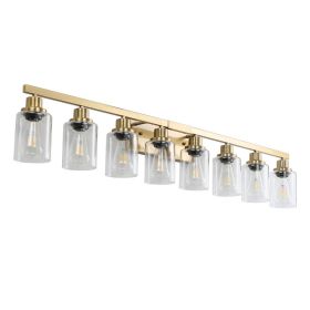51  Golden 8-Light Vanity Light With Clear Glass Shades, Modern Iron Metal Bathroom Wall Fixture For Mirror, Ideal For Bathroom And Dressing Tabl (Option: Default)