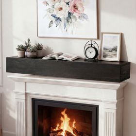 72  Rustic Wood Fireplace Mantel,Wall-Mounted & Floating Shelf For Home Decor (Option: Black)