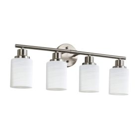 24  Modern 4-Light Vanity Wall Sconce, Brushed Nickel Finish With Frosted Glass Shades For Bathroom Or Hallway Lighting -No Bulbs (Option: Default)