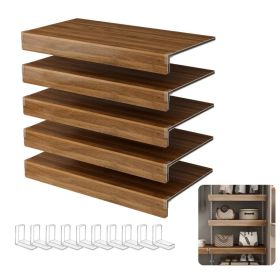 WALNUT Color 5 Pcs Wire Shelf Covers, Foamed PVC Wire Rack Covers For Removable Closet Not Wood, Pantry Shelves For Cabinet Bathroom Kitchen Shel (Option: Walnut)