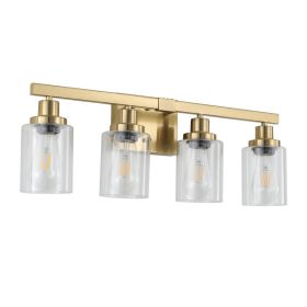 24 Golden 4-Light Vanity Light With Clear Glass Shades, Modern Iron Metal Bathroom Wall Fixture For Mirror, Ideal For Bathroom And Dressing Table (Option: Default)