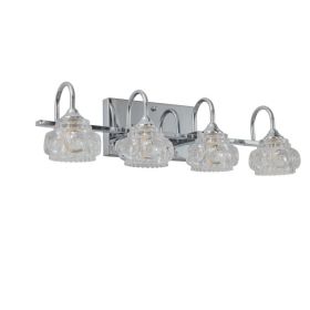 23  Nickel Finish Vintage Crystal Vanity Light - Elegant 4-Light Bathroom Mirror Fixture With Clear Glass Shades No Bulbs (Option: Default)