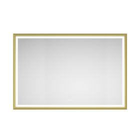 72 X 48 Inch LED Bathroom Mirror With Aluminum Frame, Wall Mounted Vanity Mirror, Anti-Fog, Memory, 3 Colors, Stepless Dimmable (Option: Brushed Gold)
