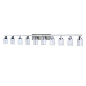 10 Light Bathroom Light Fixtures, Bathroom Vanity Light With Clear Glass, Brushed Nickel Bathroom Lighting Fixtures Over Mirror, Large Vanity Lig (Option: Default)