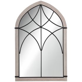 36.5" x 23.5" Large Farmhouse Wall Mirror, Arch Window Mirror for Wall Decor in Living Room, Bedroom, Entryway, Rustic Wood Grain (Option: Multi Color-1045x705x110 mm)